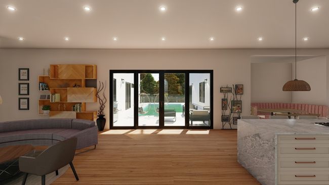Living room featuring light wood finished floors and recessed lighting | Image 28