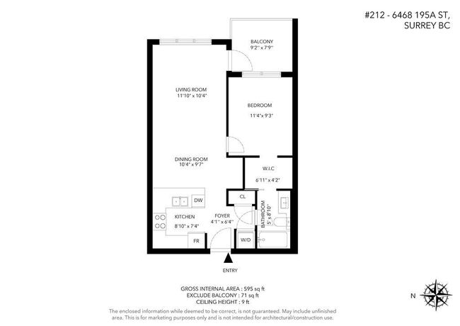 212 - 6468 195 A Street, Condo with 1 bedrooms, 1 bathrooms and 1 parking in Surrey BC | Image 19