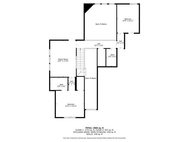 Spacious second floor featuring a family room, two bedrooms, and two bathrooms, with an open view to the main floor below. | Image 43