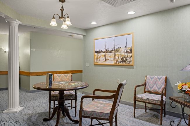 Common Dining area with baseboards, ornate columns, visible vents, and recessed lighting | Image 40
