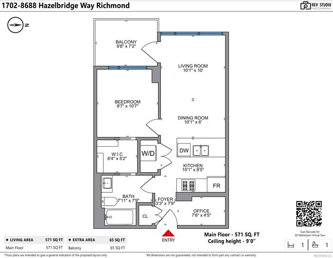 1702 - 8688 Hazelbridge Way, Condo with 1 bedrooms, 1 bathrooms and 1 parking in Richmond BC | Image 2
