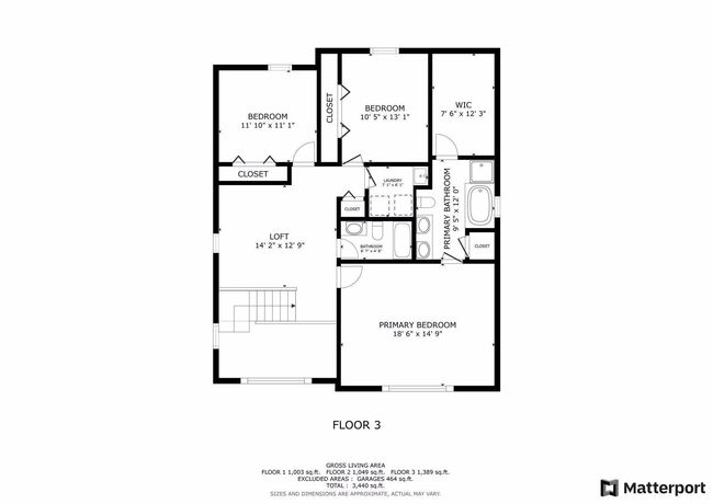 Upper level floor plan with dimensions | Image 30