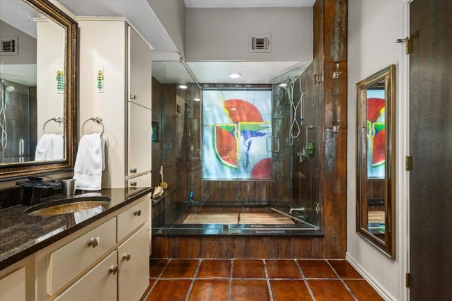 Custom Shower with Teak Floor designed over original Tub. | Image 33