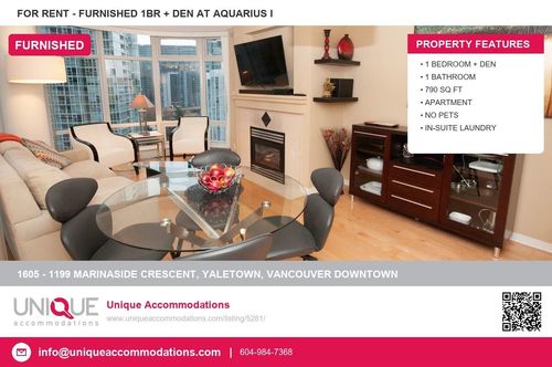 1605-1199 Marinaside Crescent, Vancouver, BC, V6Z2Y2 | Card Image