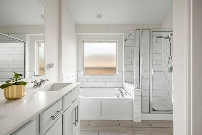 A private en-suite that offers a walk-in shower and separate soaking tub. | Image 14