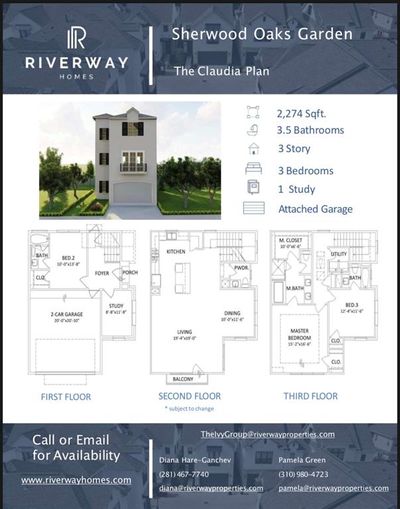 The Claudia floor plan is a spacious floor plan with three bedrooms and a study. It has a balcony off your second floor, and a large master. | Image 3