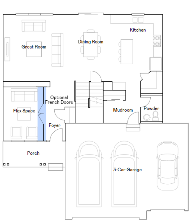 Bristol main level floorplan with French doors and a gourmet kitchen. | Image 22