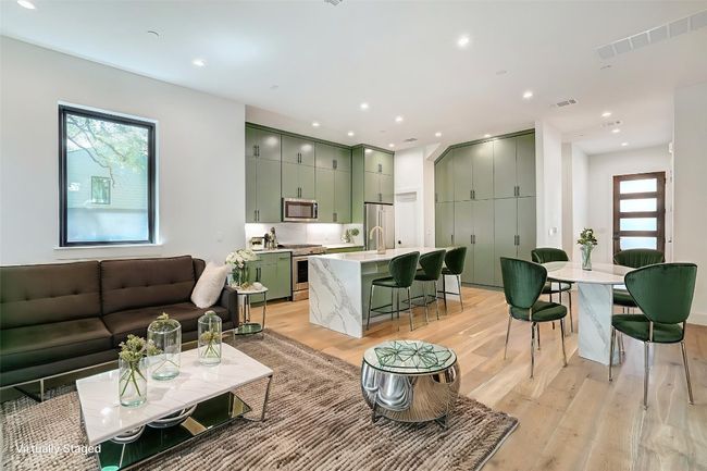 Living area featuring light wood-type flooring and recessed lighting | Image 8