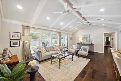 Light filled den with cathedral ceiling looking to patio, yard and beyond | Image 3