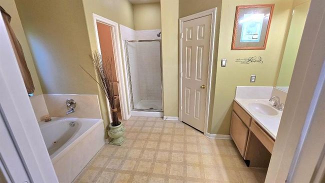 Enjoy everyday luxury in the en-suite master bathroom, complete with a separate shower, Jacuzzi tub great for unwinding after a long day. A double sink vanity with a large mirror and a huge walk-in closet. | Image 11