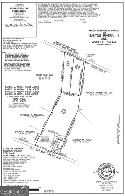 a-0 Railroad Bed Connector, Brooklet, GA, 30415 | Card Image