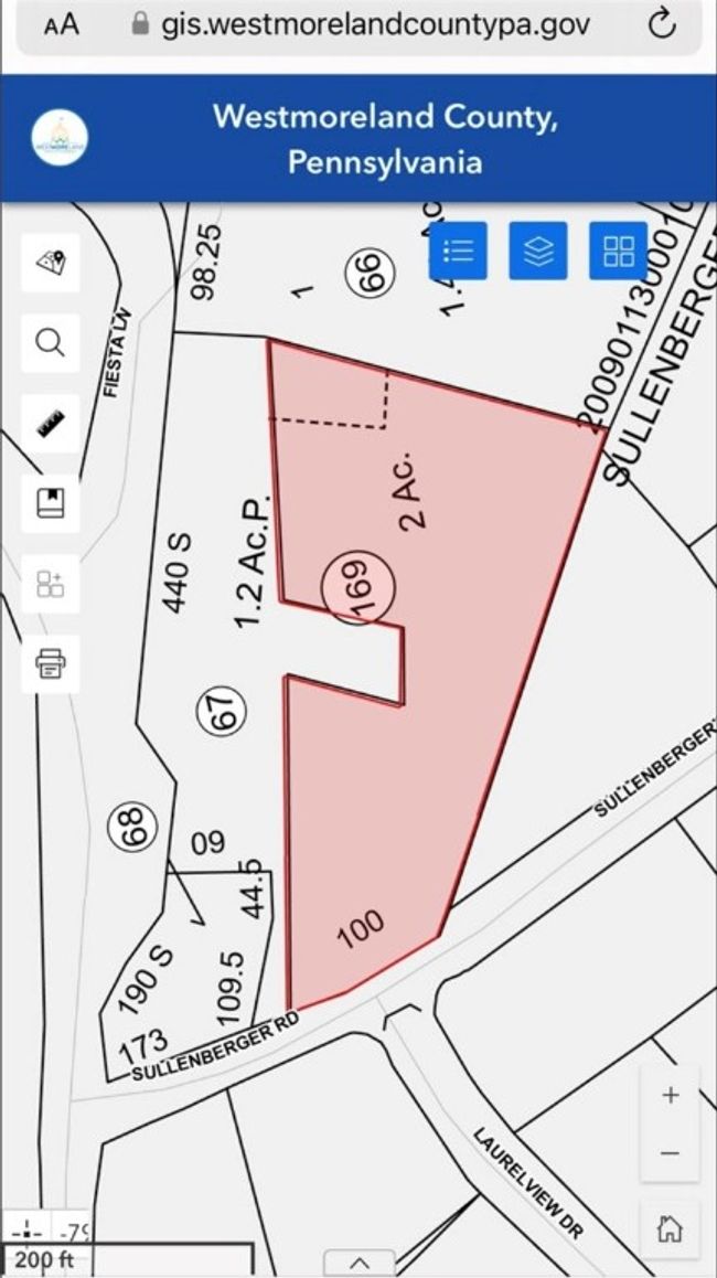 GIS tax map showing 2.0 acres property goes behind and around much larger than appears | Image 7