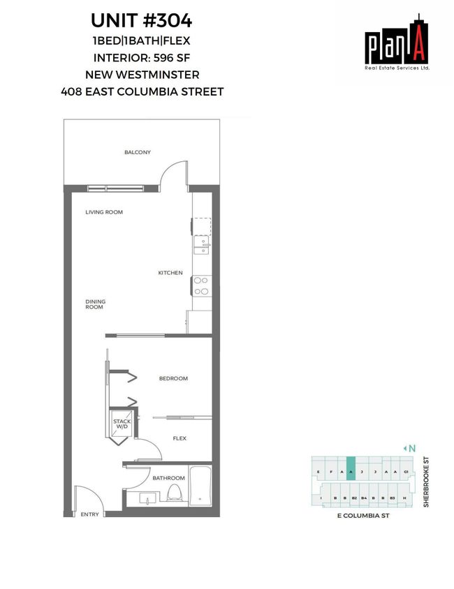 304 - 408 East Columbia, Condo with 1 bedrooms, 1 bathrooms and null parking in New Westminster BC | Image 3