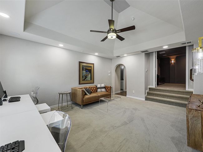 Vaulted ceilings with ceiling fan, shelved storage closet, walk-in attic space | Image 37