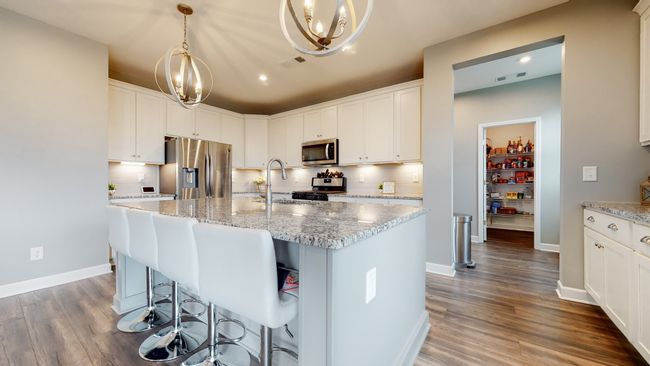 View of large walk-in pantry through the built-in drop zone area | Image 11