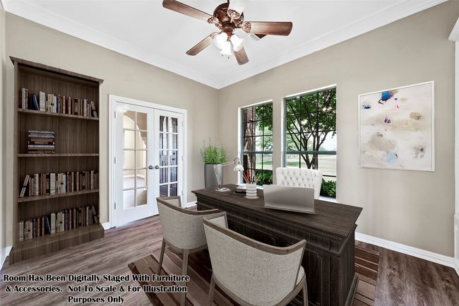 OFFICE...French Doors Opening To Foyer, Built-In Shelves | Image 23