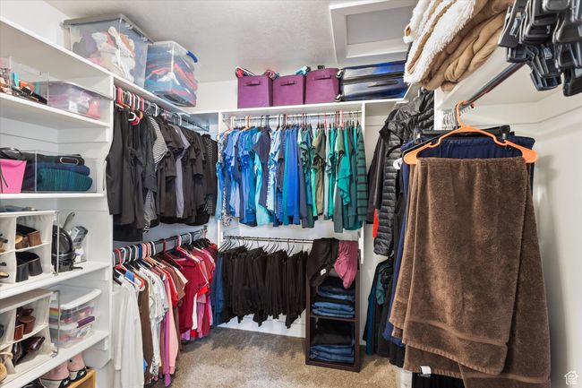 Owners suite walk in closet featuring carpet floors | Image 20