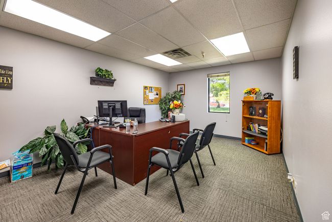 Office featuring carpet and a drop ceiling | Image 17