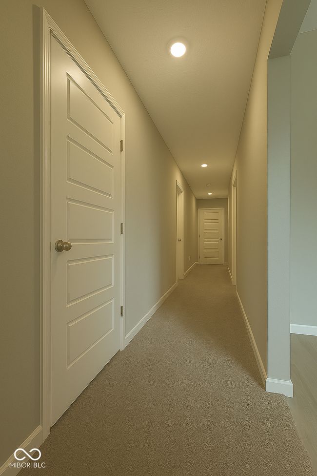 corridor with carpet flooring, baseboards, and recessed lighting | Image 24