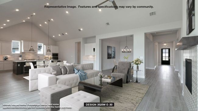 Living area featuring high vaulted ceiling, light wood finished floors, and a ceiling fan | Image 4