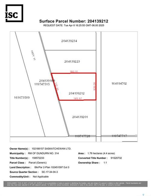2-0 11 Highway, Dundurn Rm No. 314, SK, S7T0J1 | Card Image