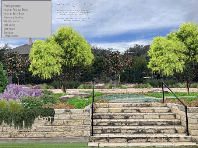 This is a professional landscape rendering of what could be done with the upper backyard space. | Image 30
