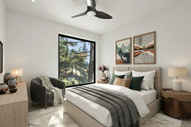 Bedroom on second-level with large window (virtually staged) | Image 34