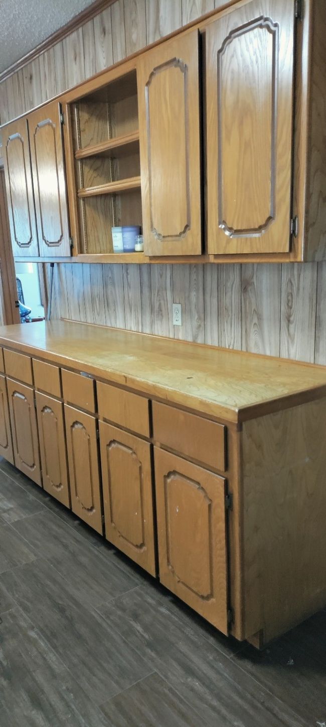 Kitchen with butcher block counters, open shelves, and dark wood finished floors | Image 23
