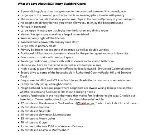 6521 Rusty Blackbird Ct, Murfreesboro, TN, 37128-3170 | Card Image