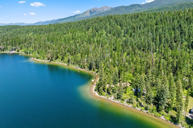 Aerial overview of property's location with a heavily wooded area and a water and mountain view | Image 45
