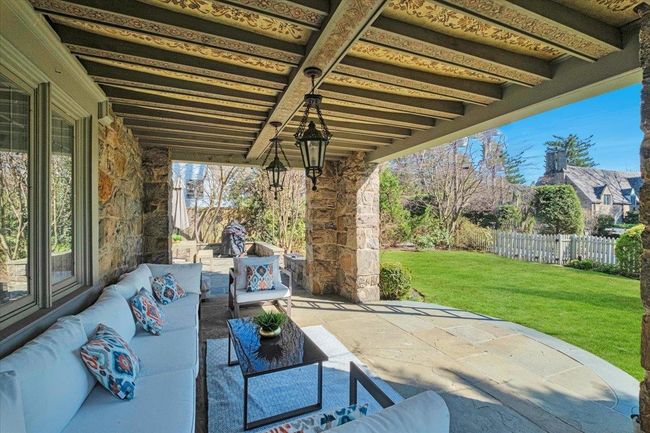 View of patio with outdoor lounge area for alfresco dining. Note the fresco painted mural ceiling! | Image 29