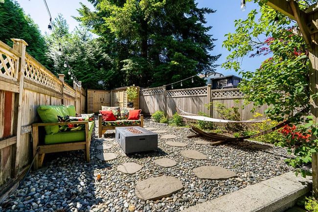 Fenced backyard with a fire pit and a patio area | Image 37