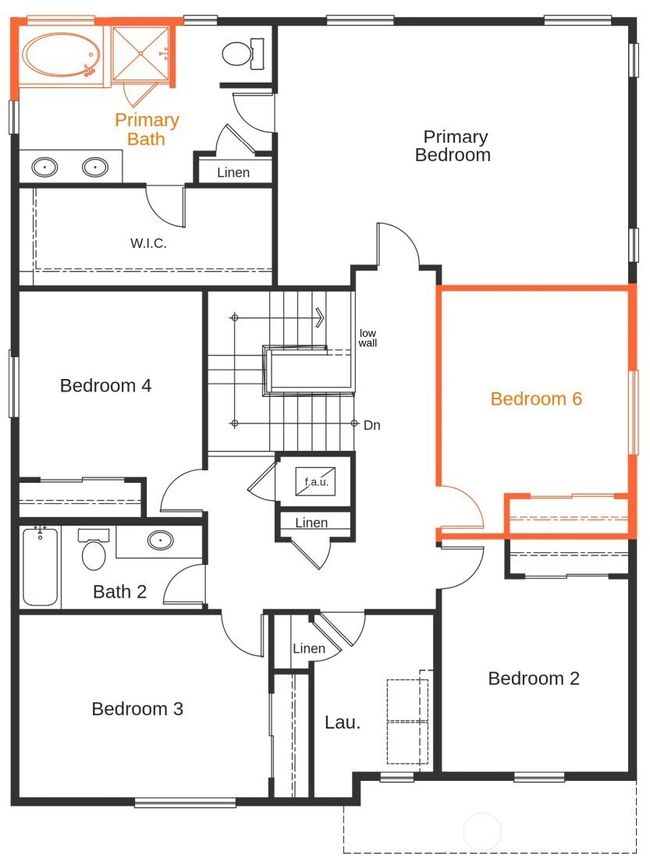 floorplan drawing showing bedroom 6 and super primary bath options - for illustrative purposes only | Image 4