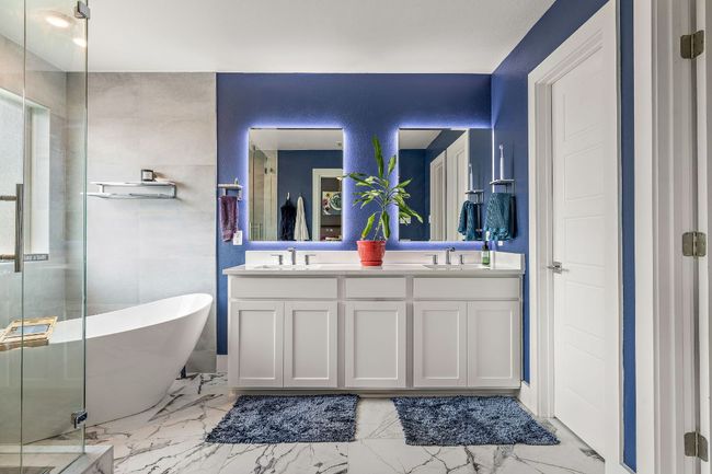 Custom remodeled Bath featuring a Soaking tub, Double vanity, Over-sized shower | Image 14