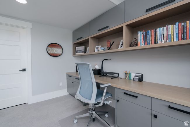Office featuring light colored carpet and baseboards | Image 30