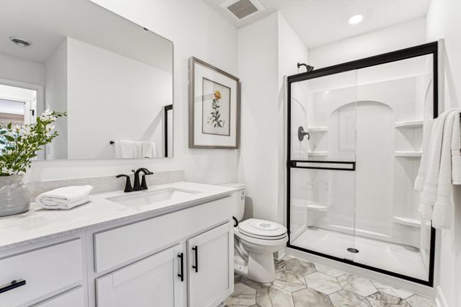 Photo is of the actual model. The lower level bath. | Image 18