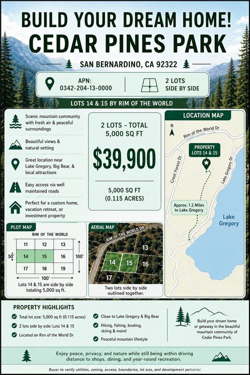 0 Crest Forest Dr, Cedarpines Park, CA, 92322 | Card Image