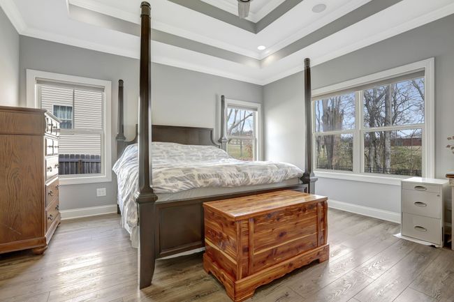 Primary bedroom downstairs with trey ceiling | Image 11