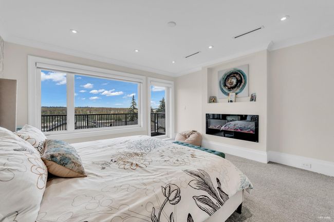 Carpeted bedroom featuring recessed lighting, access to exterior, crown molding, and baseboards | Image 38