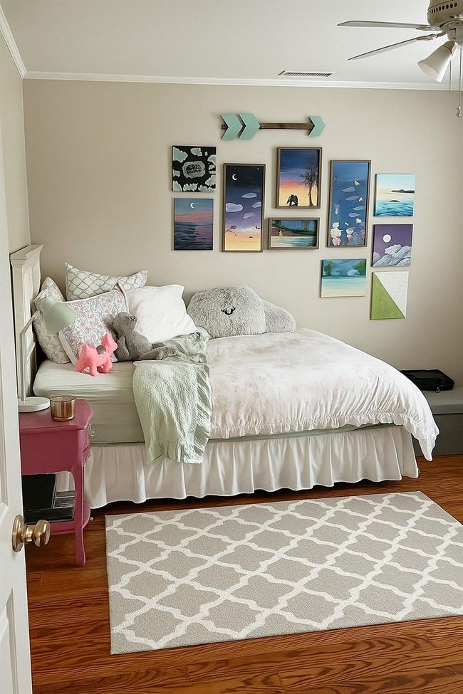 Bedroom with crown molding, wood finished floors, and ceiling fan | Image 16