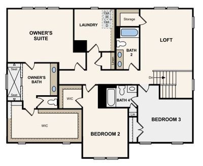 Second Floor Layout - 3 bedrooms and 3 full bathrooms upstairs, plus a Loft. HUGE Owner's Suite Walk in Closet. Laundry conveniently located upstairs. | Image 3