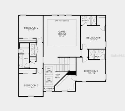 Second Floor Plan - Structural options added include: extended lanai with an outdoor kitchen rough-in, gourmet kitchen, tray ceiling, study in place of flex room, and pocket sliding glass door in the great room | Image 3