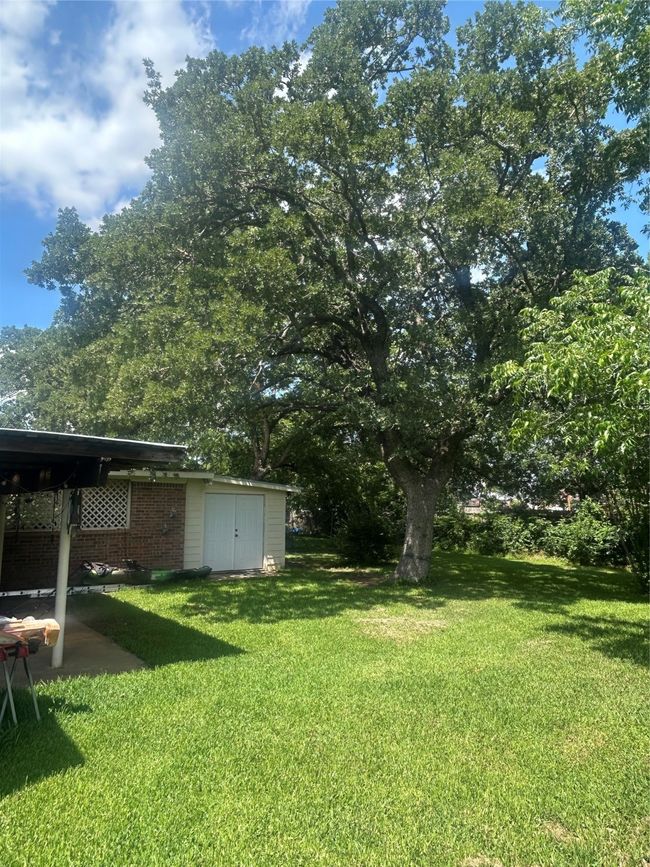 View of grassy yard with a patio area | Image 4