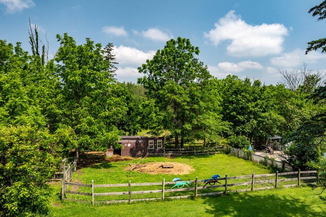 View of yard with a view of trees and an outdoor structure | Image 41