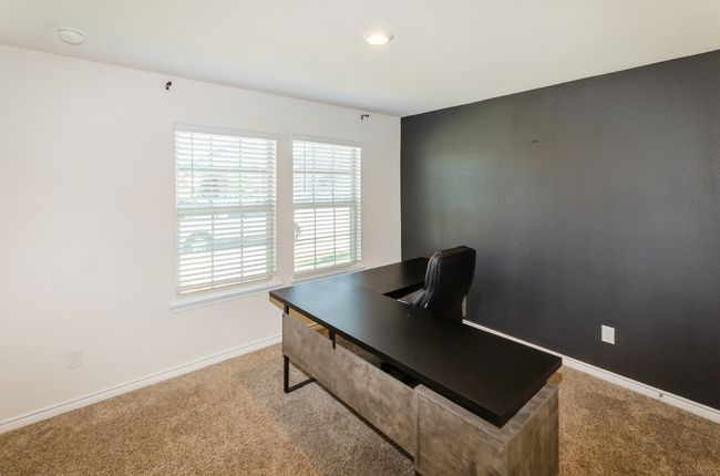 Home office featuring carpet floors, baseboards, and recessed lighting | Image 24