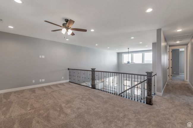 Spare room featuring carpet floors, ceiling fan, and recessed lighting | Image 22