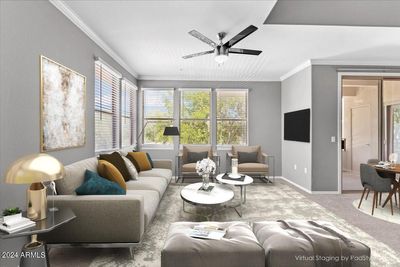 Virtually staged living room | Image 1