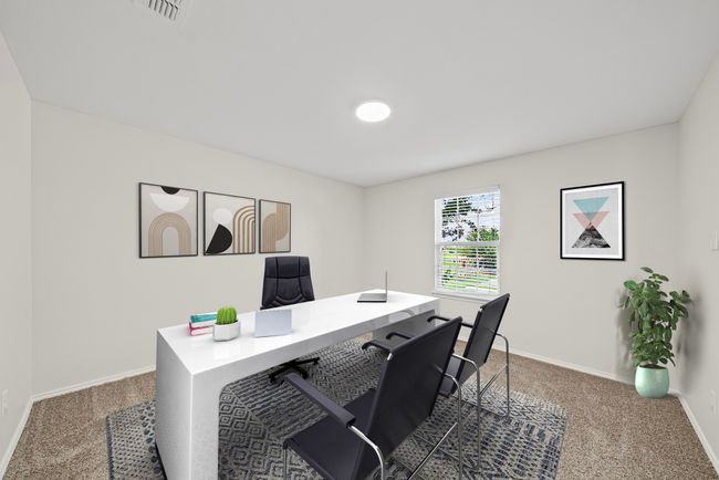 Office with dark carpet and baseboards | Image 4