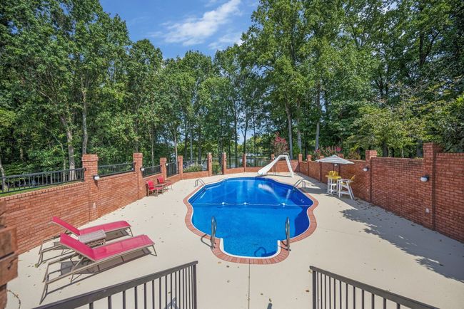 Newly installed Cool Decking around 10 foot deep saltwater pool with fully enclosed brick walls for privacy | Image 48