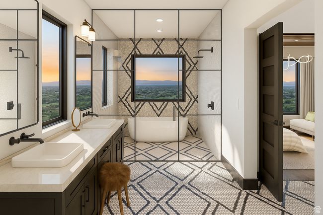 Ensuite bathroom featuring a soaking tub, double vanity, and plenty of natural light | Image 17